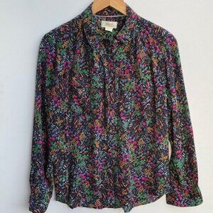 NWT Anthropologie Floral Print Long Sleeve Blouse Size 4P
